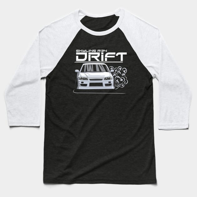 Skyline Drifting Baseball T-Shirt by Rezall Revolution